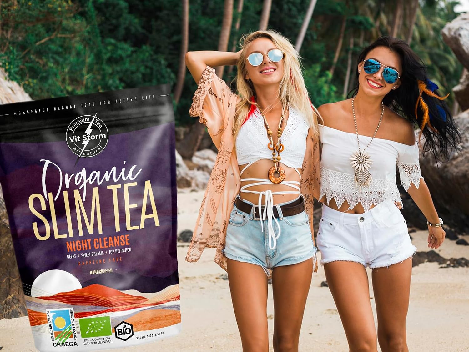 Slim Tea Night Cleanse – Te Detox Noche para Perder Peso, Adelgazante y Relajante | Vitstorm