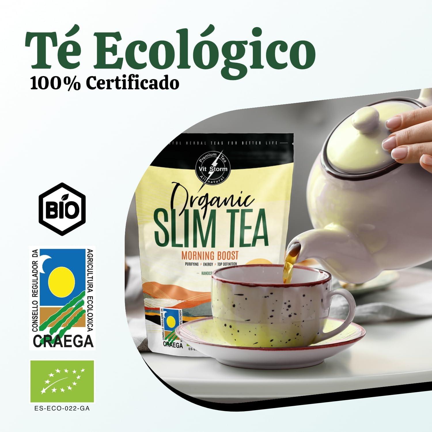Slim Tea Morning Boost – Té Detox Adelgazante Premium, Ecológico y Energizante | Vitstorm