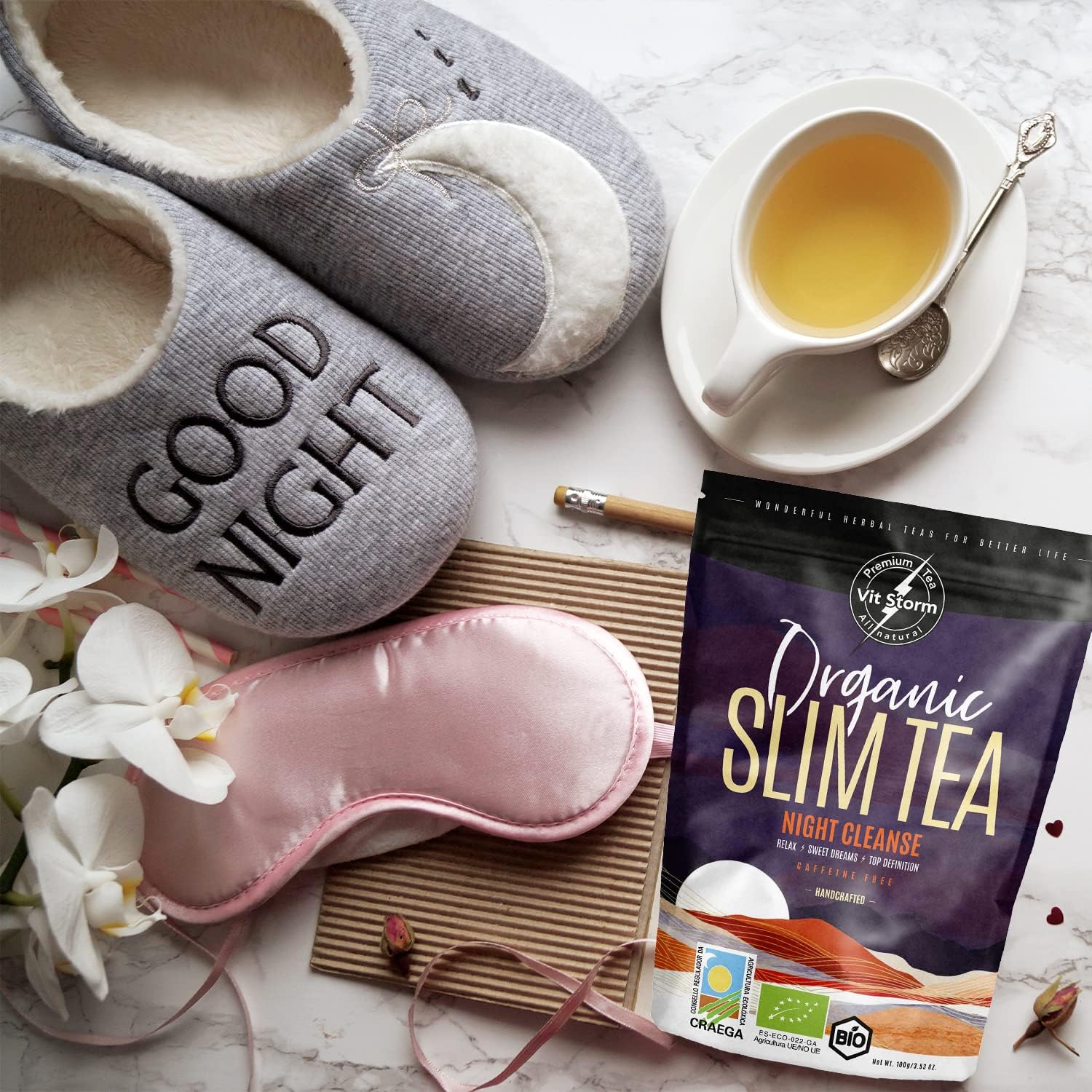 Slim Tea Night Cleanse – Te Detox Noche para Perder Peso, Adelgazante y Relajante | Vitstorm